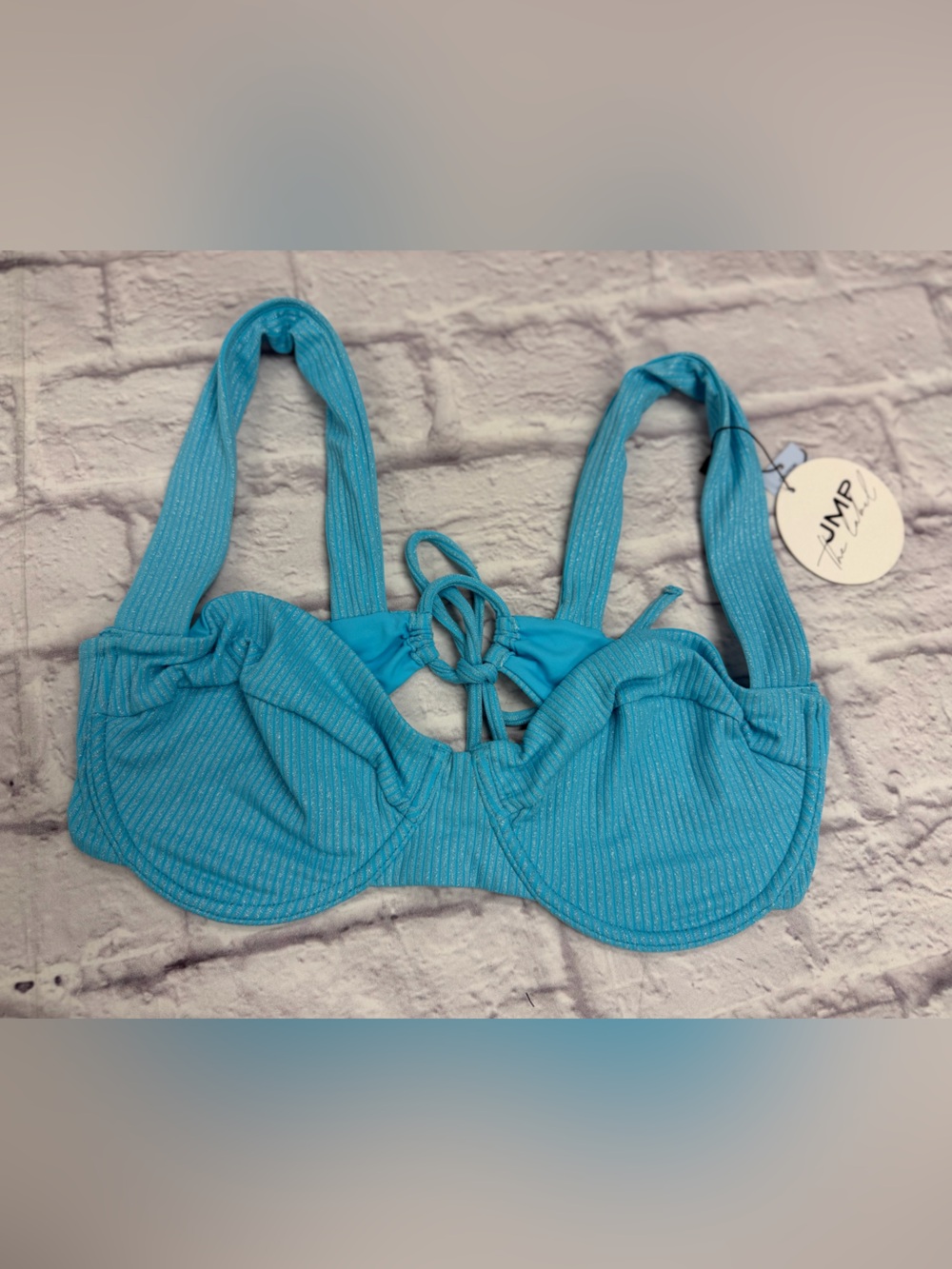 JMP The Label Barcelona Bikini Top in Bluebell Sz L EUC Beach Resort Pool Swim - Picture 4 of 16
